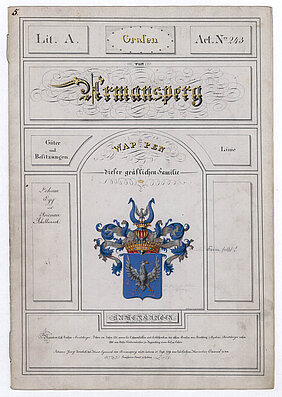 Adelsmatrikelbogen der Grafen von Armansperg, 1809 (Bayerisches Hauptstaatsarchiv, Adelsmatrikel, Matrikelbögen Gf A 5)